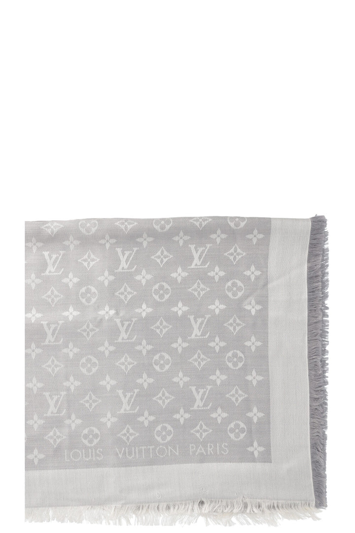 LOUIS VUITTON Scarf Wool Silk MNG Grey