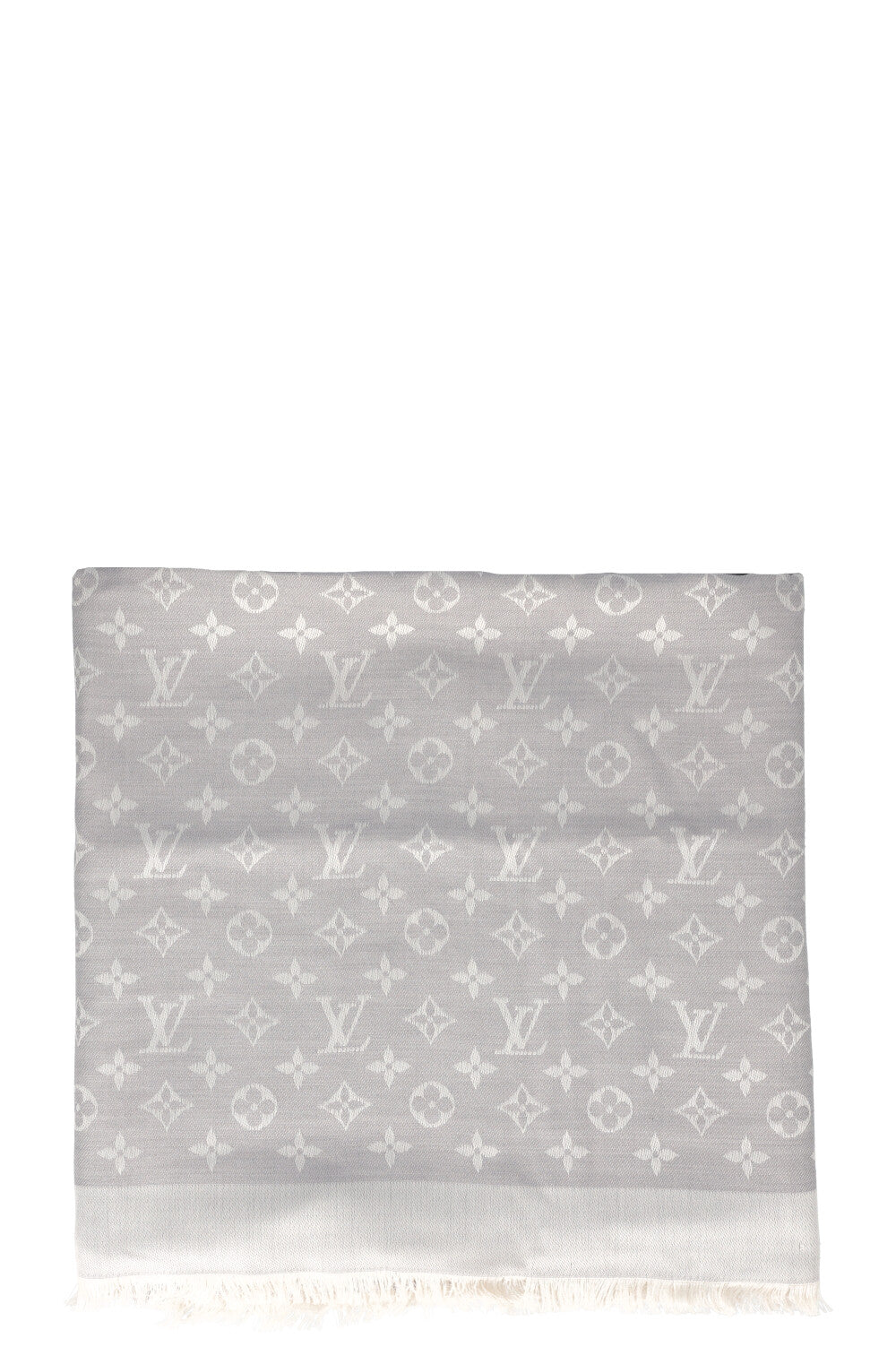 LOUIS VUITTON Scarf Wool Silk MNG Grey
