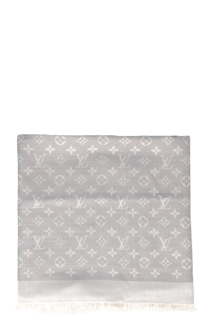 LOUIS VUITTON Scarf Wool Silk MNG Grey