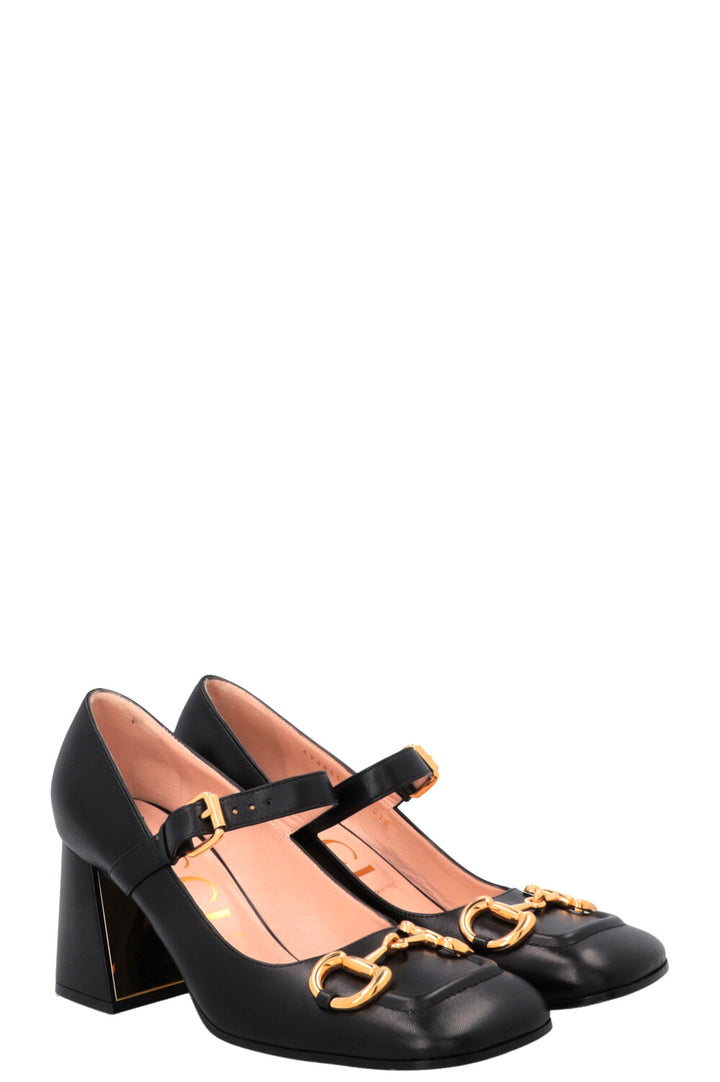 GUCCI Horsebit Mary Jane Heels Black