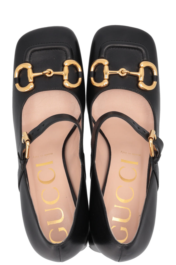 GUCCI Horsebit Mary Jane Heels Black