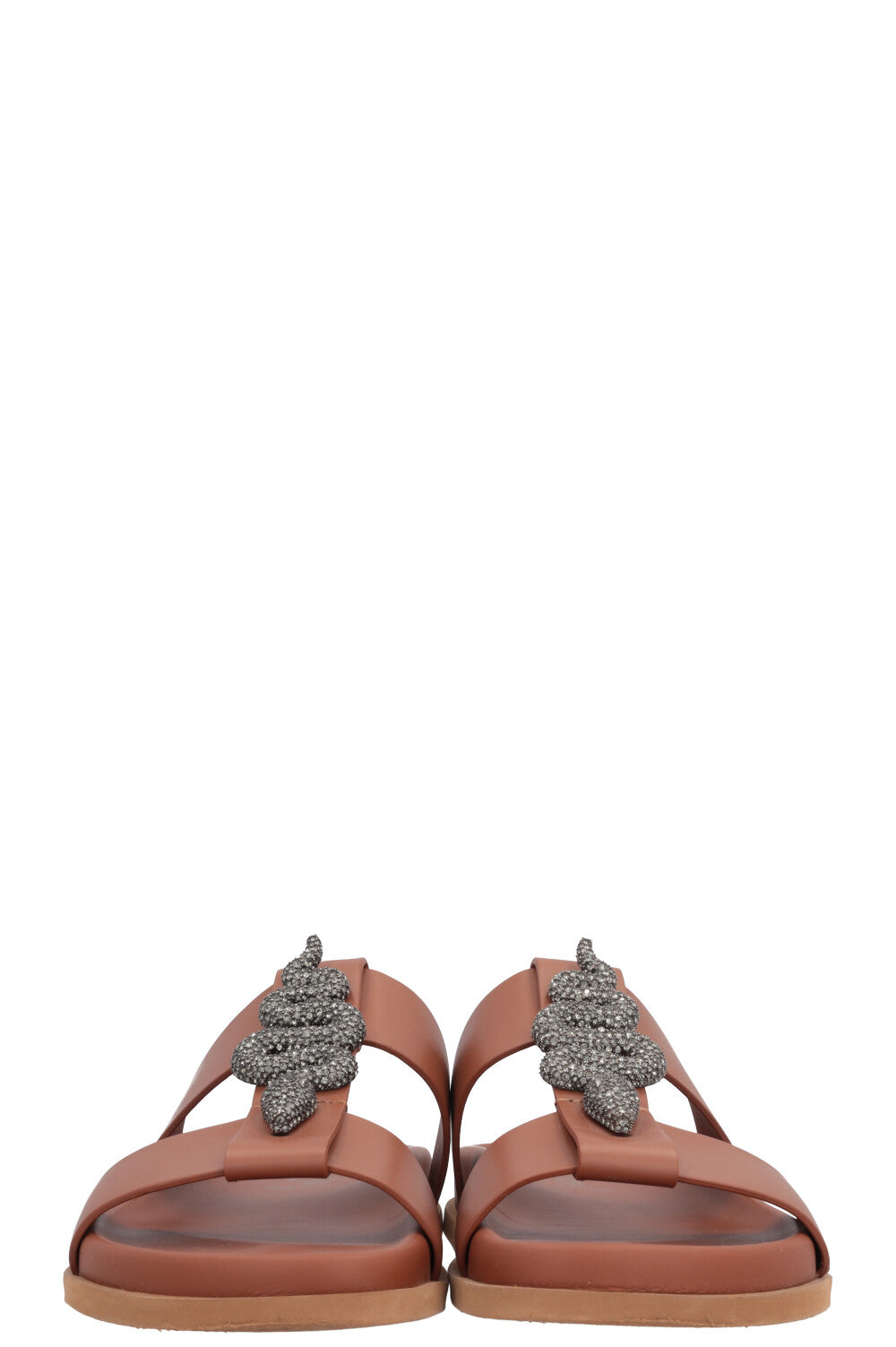 VALENTINO Snake Embellished Sandals Cognac