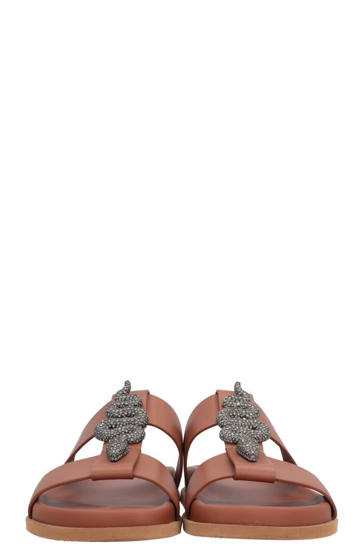VALENTINO Snake Embellished Sandals Cognac