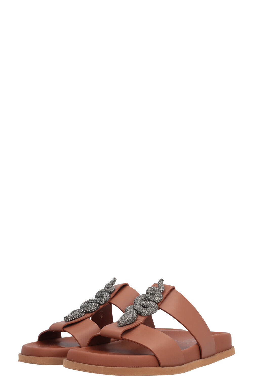 VALENTINO Snake Embellished Sandals Cognac
