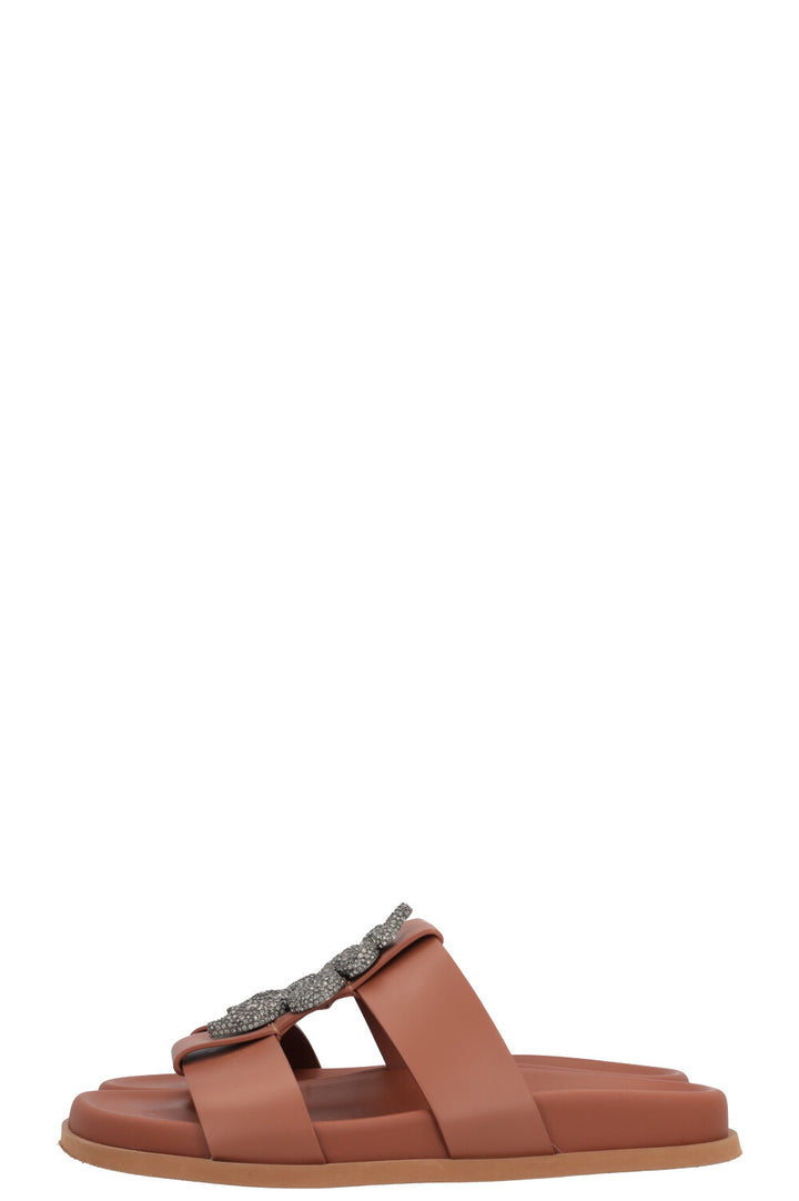 VALENTINO Snake Embellished Sandals Cognac