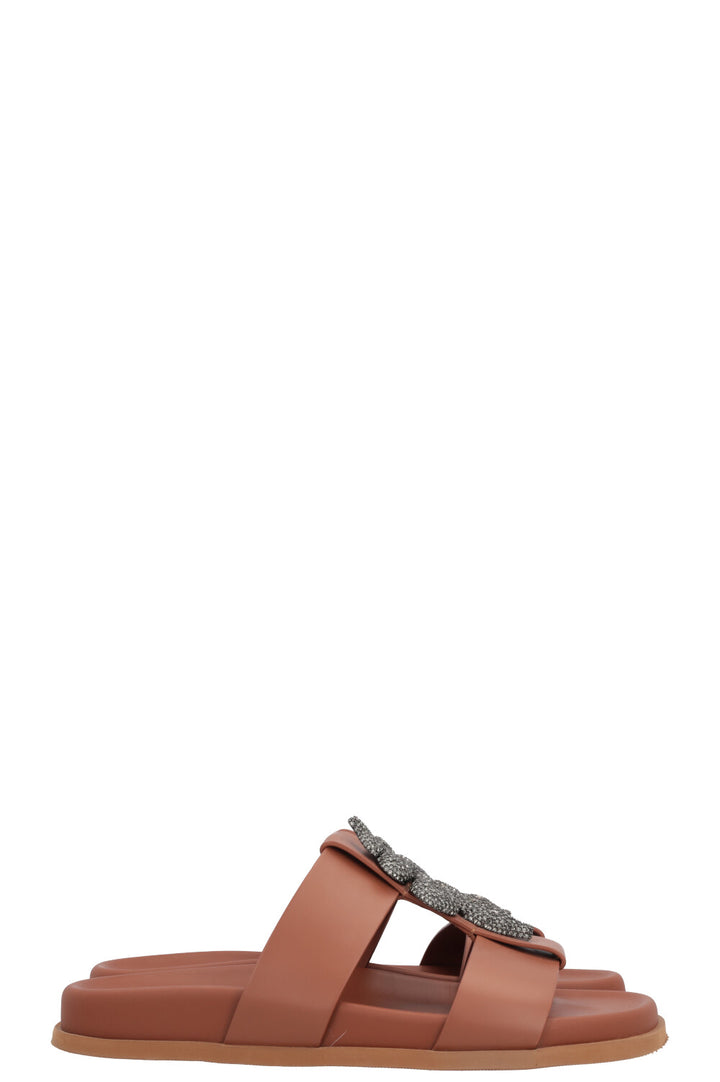 VALENTINO Snake Embellished Sandals Cognac