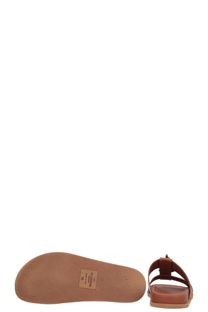 VALENTINO Snake Embellished Sandals Cognac