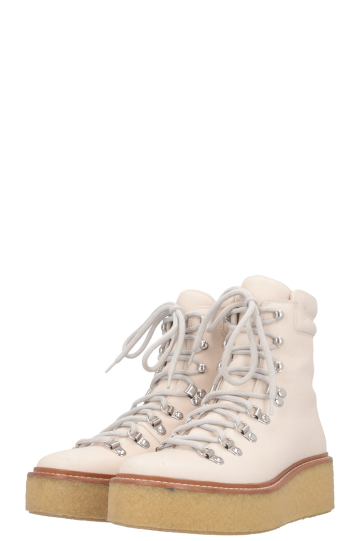 HERMÈS Discovery Plateau Ankle Boots Ivory