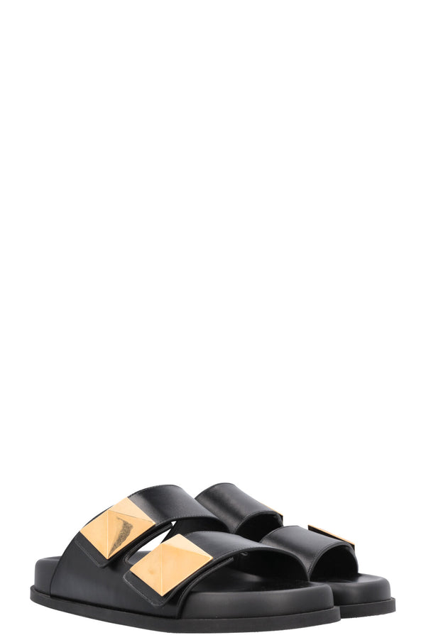 VALENTINO Roman Stud Flats Leather Black