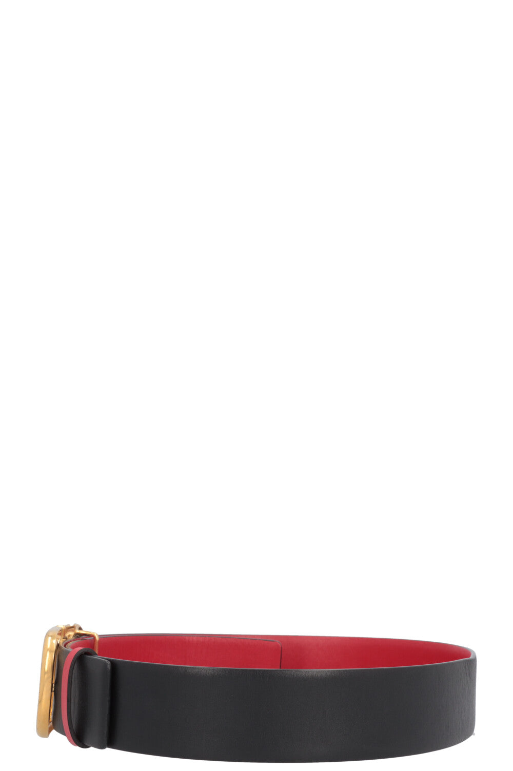 VALENTINO Reversible V Logo Belt Leather Black Red