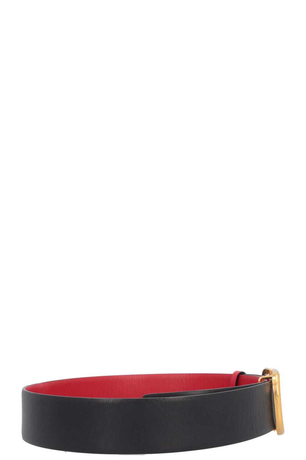 VALENTINO Reversible V Logo Belt Leather Black Red