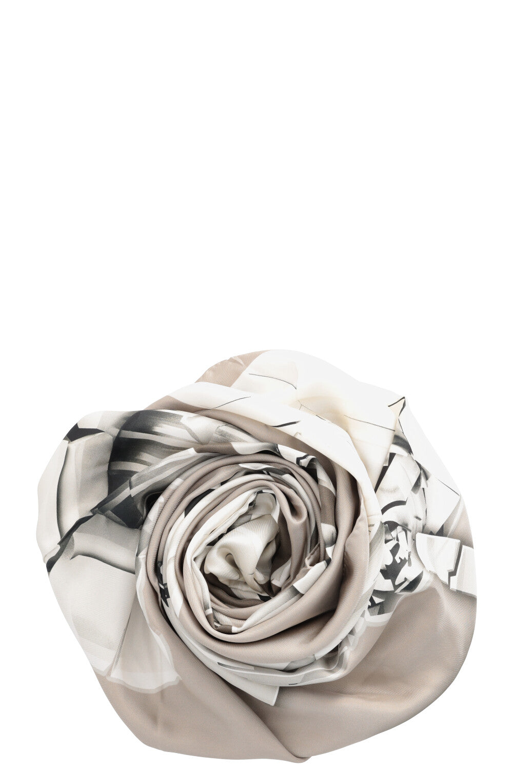 CHANEL Logo Splitted Scarf Grey Silk