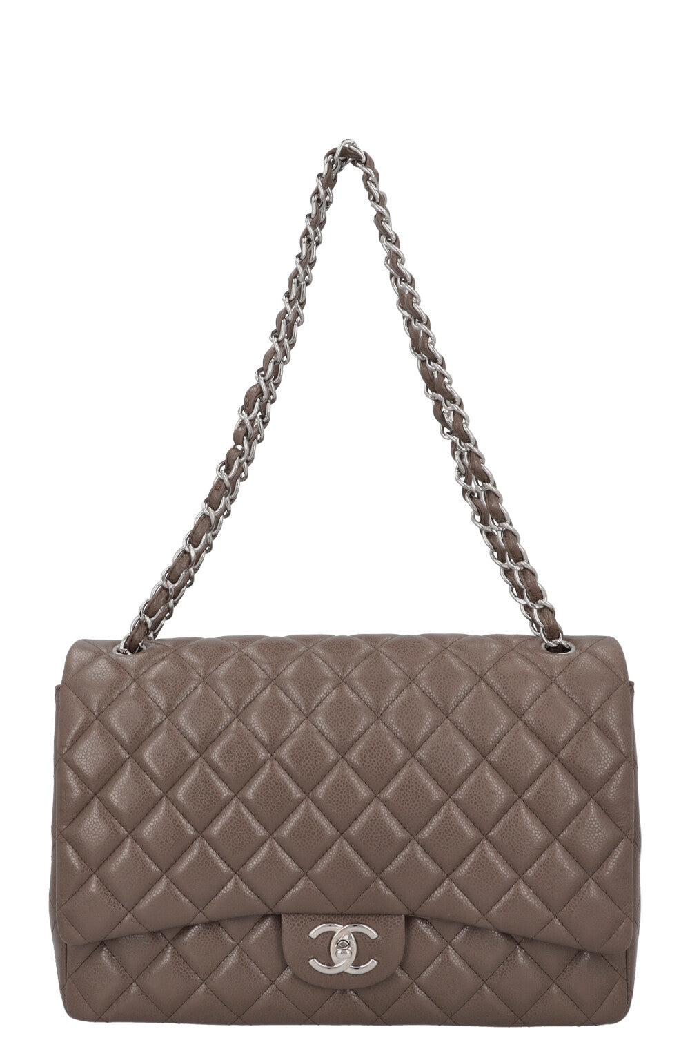 CHANEL Timeless Maxi Double Flap Khaki Caviar