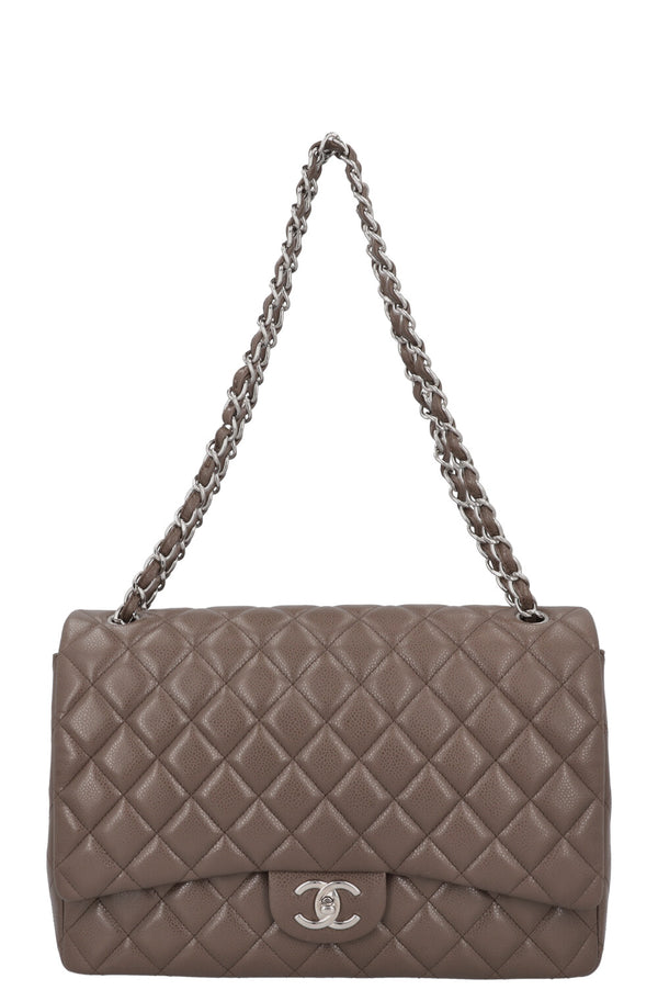 CHANEL Timeless Maxi Double Flap Khaki Caviar