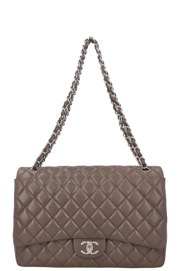 CHANEL Timeless Maxi Double Flap Khaki Caviar