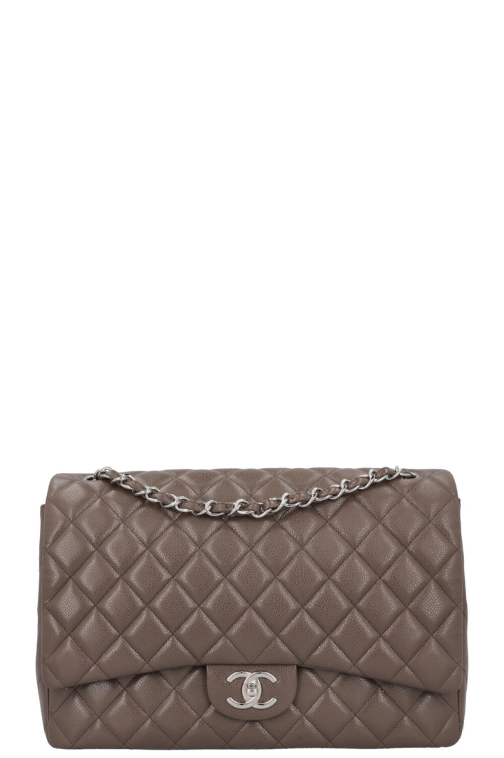 CHANEL Timeless Maxi Double Flap Khaki Caviar