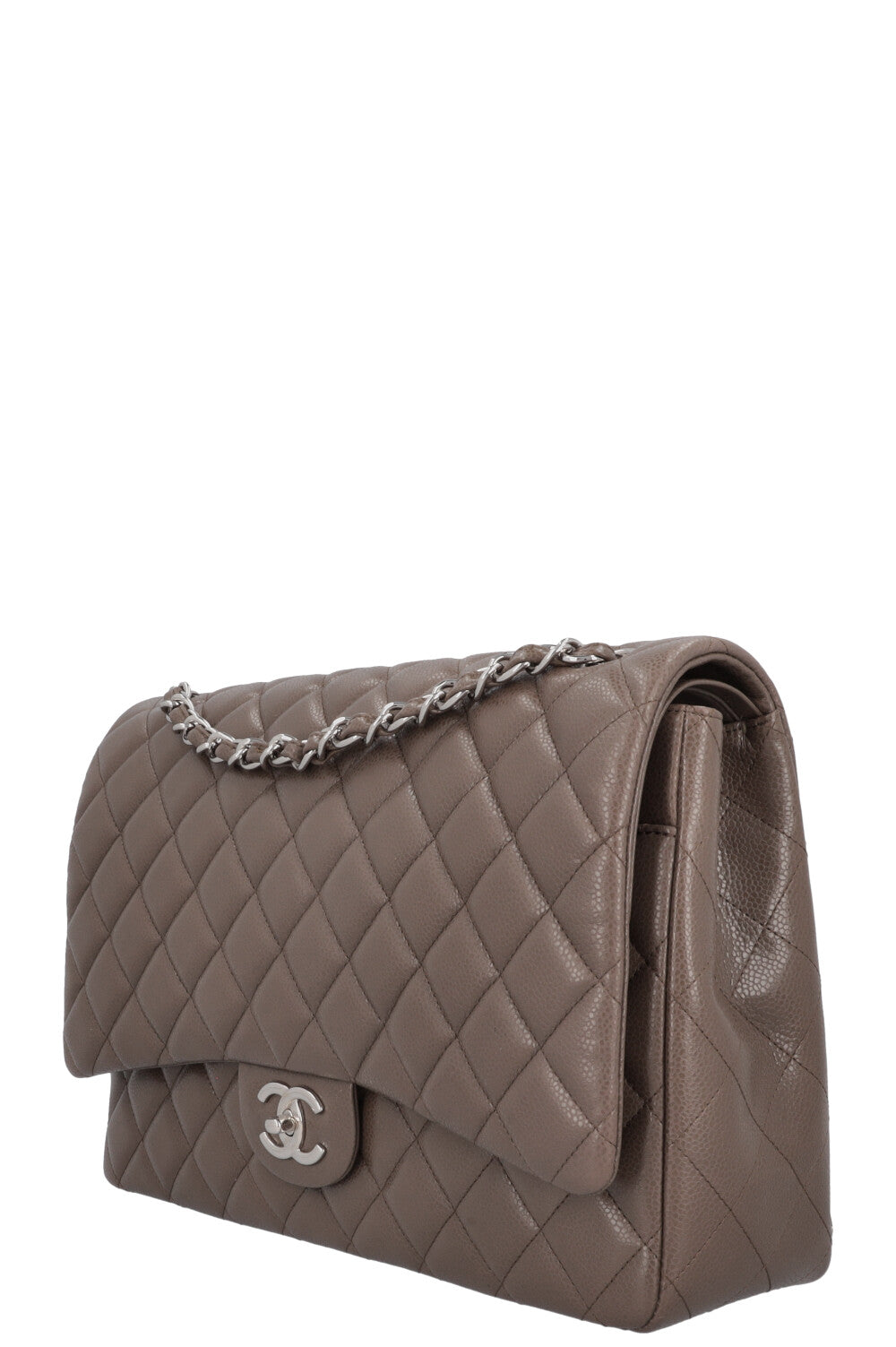 CHANEL Timeless Maxi Double Flap Khaki Caviar