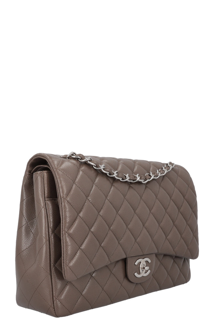 CHANEL Timeless Maxi Double Flap Khaki Caviar