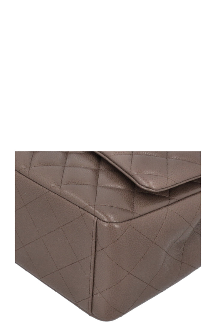 CHANEL Timeless Maxi Double Flap Khaki Caviar