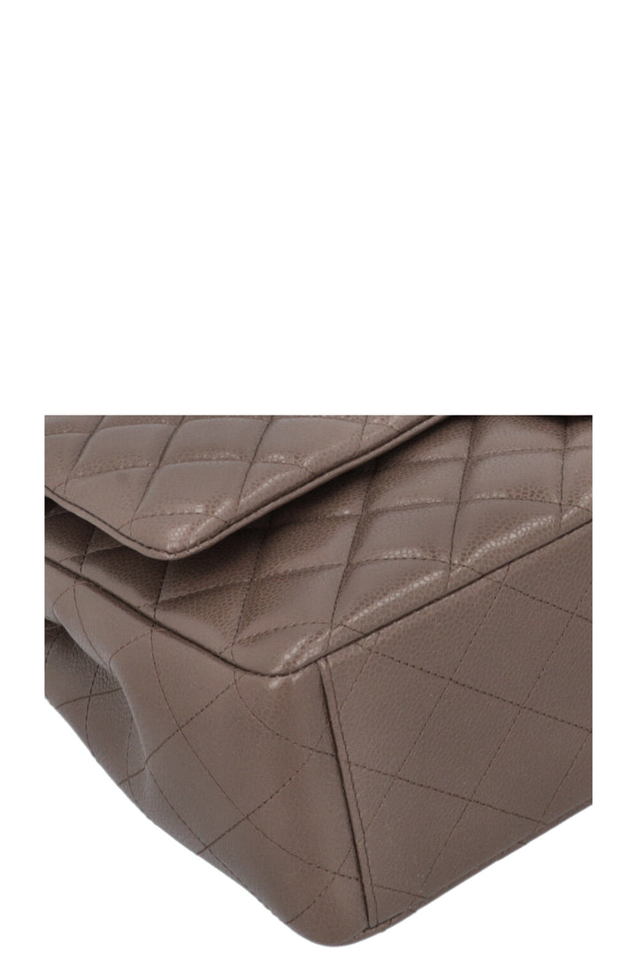 CHANEL Timeless Maxi Double Flap Khaki Caviar