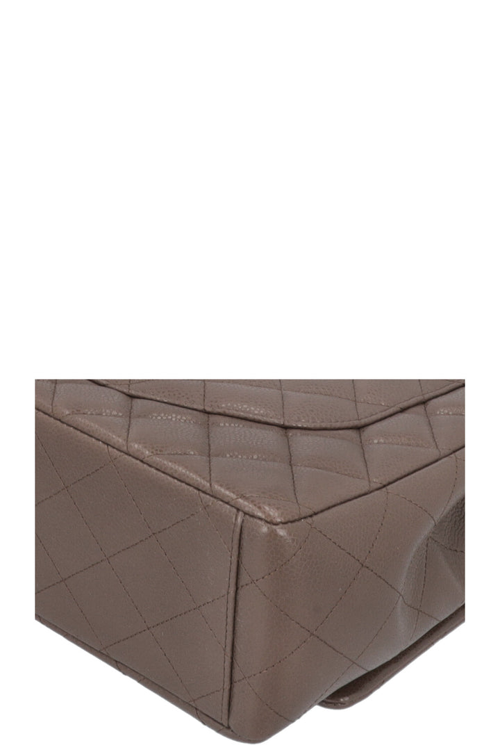 CHANEL Timeless Maxi Double Flap Khaki Caviar