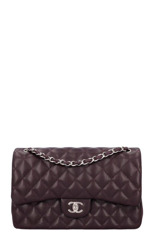 CHANEL Large Double Flap Eggplant Caviar