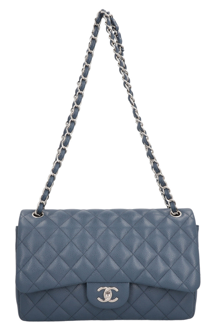 CHANEL Large Double Flap Bag Caviar Blue