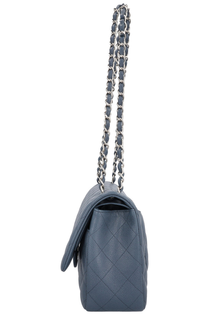 CHANEL Large Double Flap Bag Caviar Blue