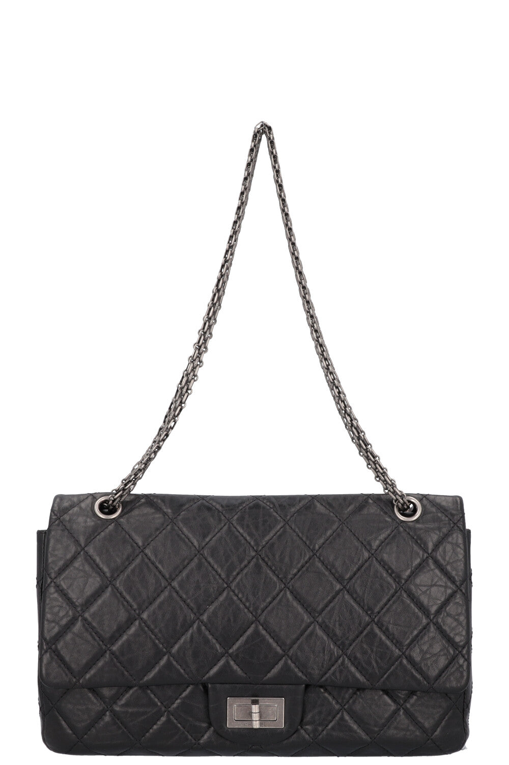 CHANEL 2.55 Reissue Double Flap Maxi Leather Black REAWAKE