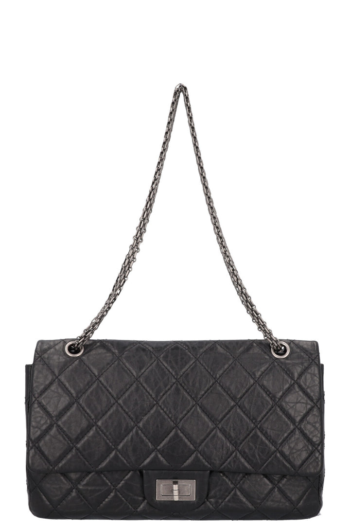 CHANEL 2.55 Reissue Double Flap Maxi Leather Black