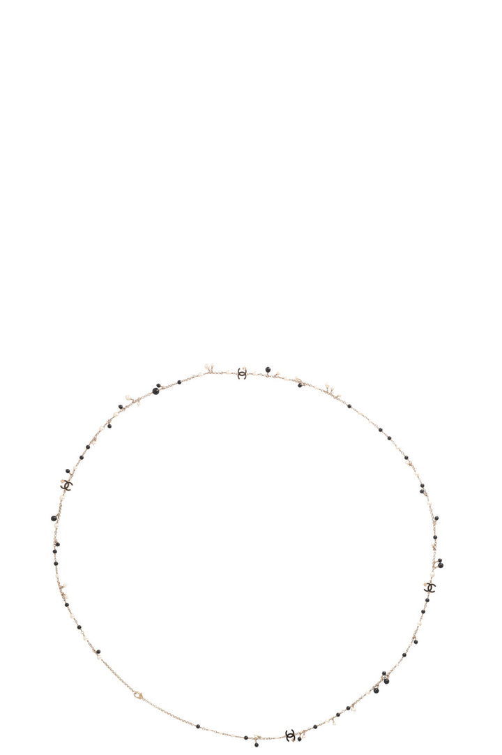 CHANEL 2013 CC Faux Pearl Necklace Black White