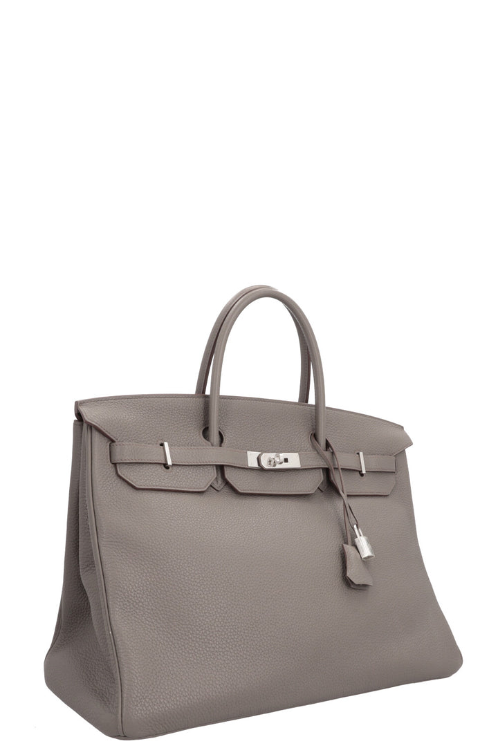 HERMÈS Birkin 40 Retourne Clemence Étain