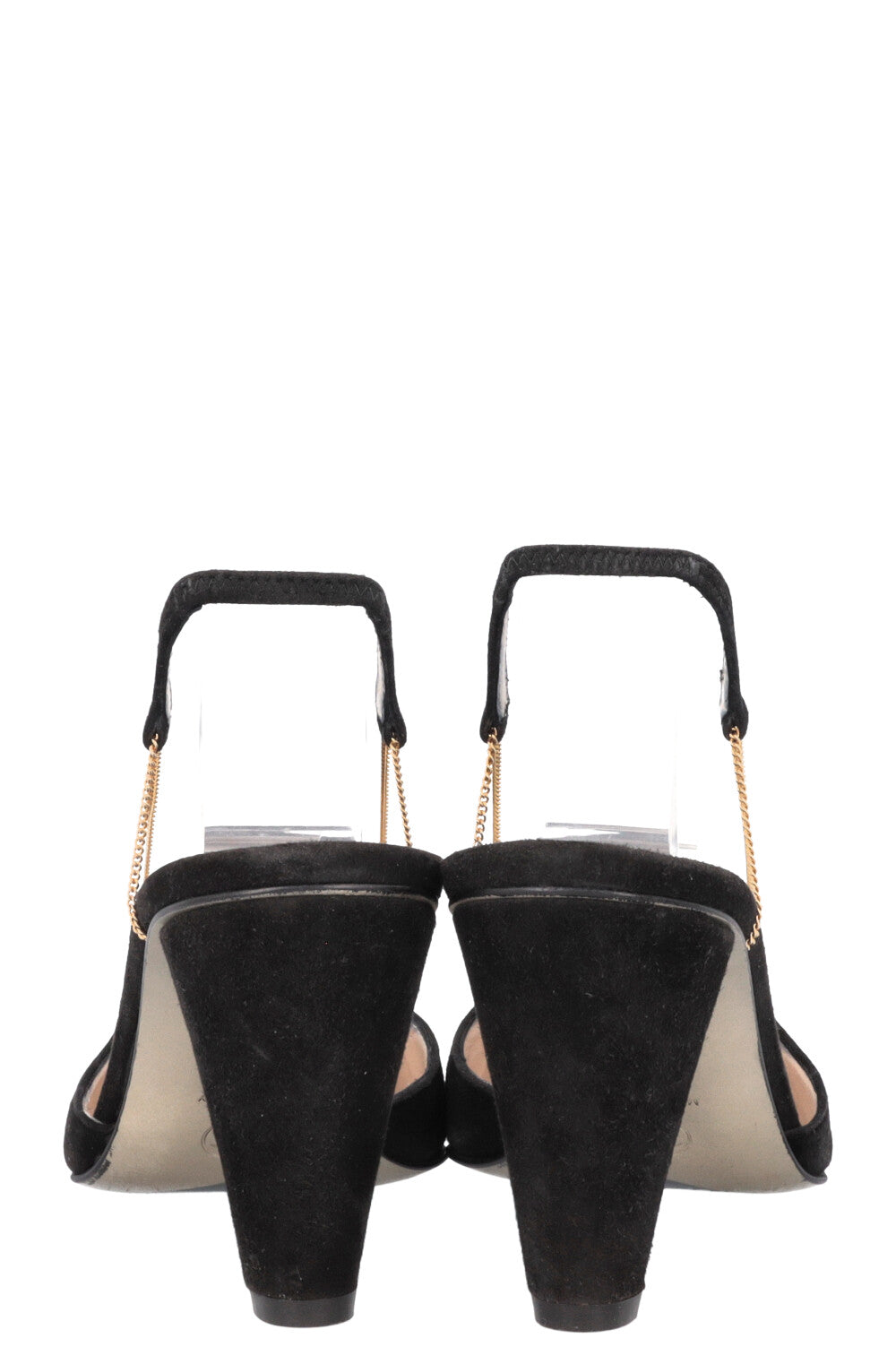 CHANEL Chain Slingback Camellia Heels Black