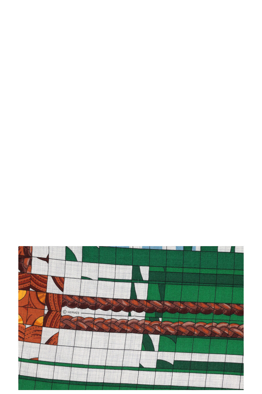 HERMÈS Coaching 140 Scarf Cashmere Silk Pink Green