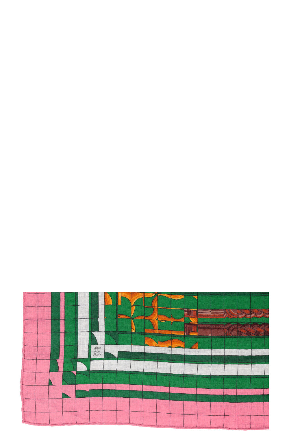 HERMÈS Coaching 140 Scarf Cashmere Silk Pink Green