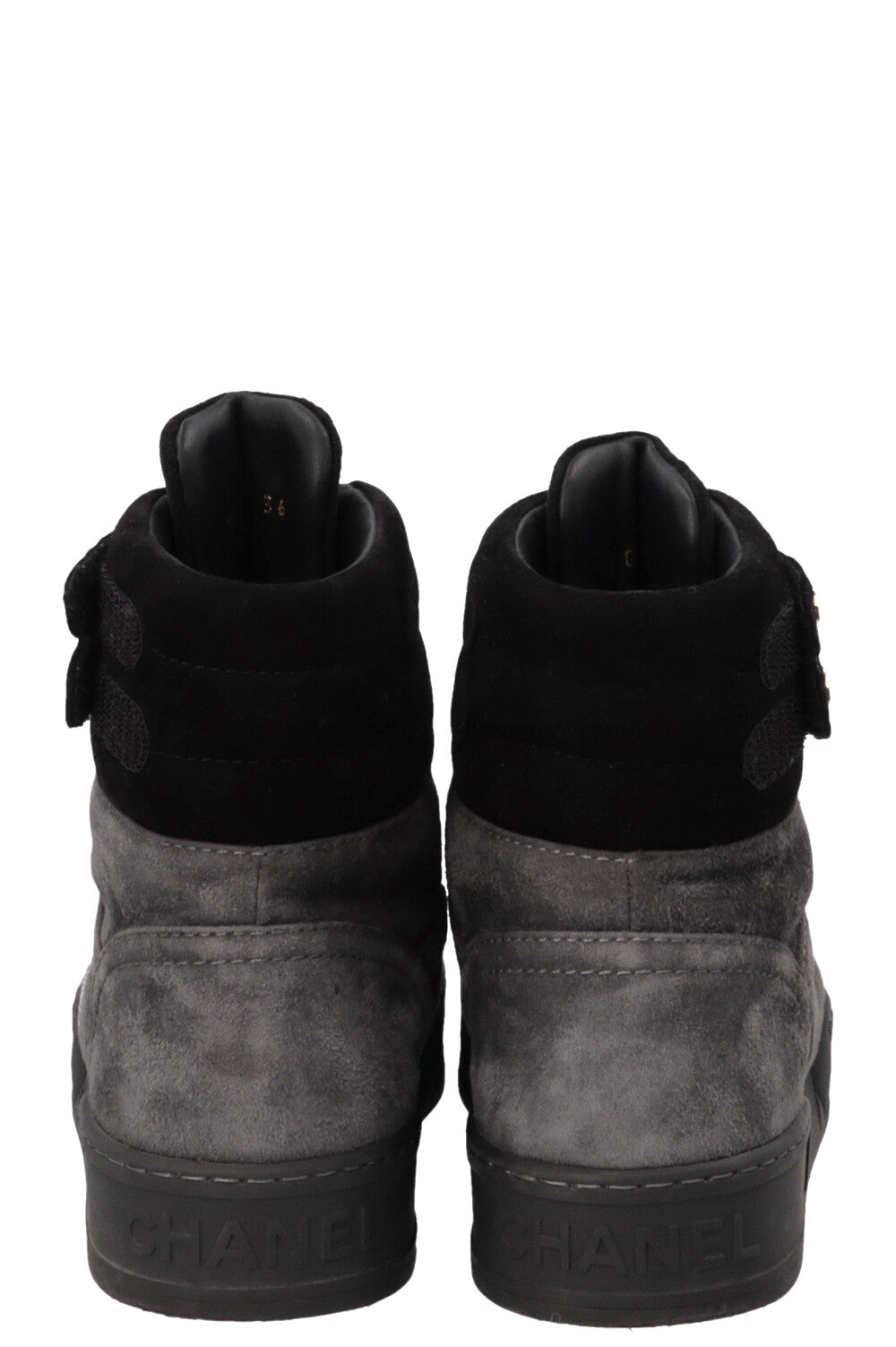 CHANEL 2019 Quilted Pattern Sneakers Suede Grey