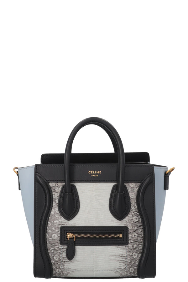 CELINE Nano Luggage Python Leather Blue Black