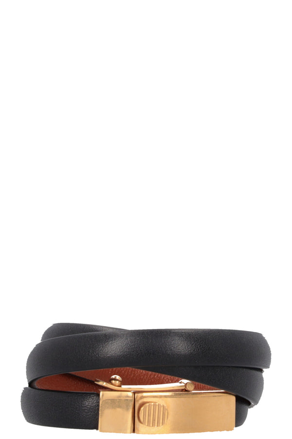 Bracelet CELINE Trois Tours en cuir doré et noir