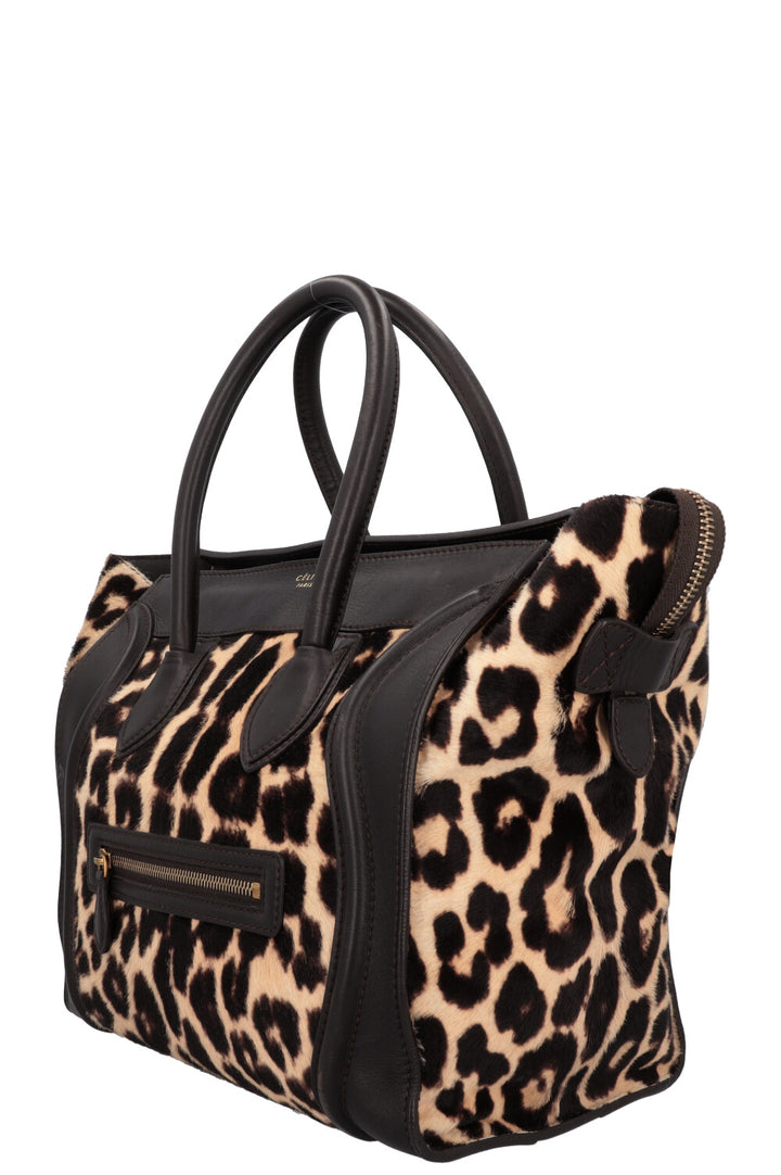 CÉLINE Mini Luggage Pony hair Cheetah Brown