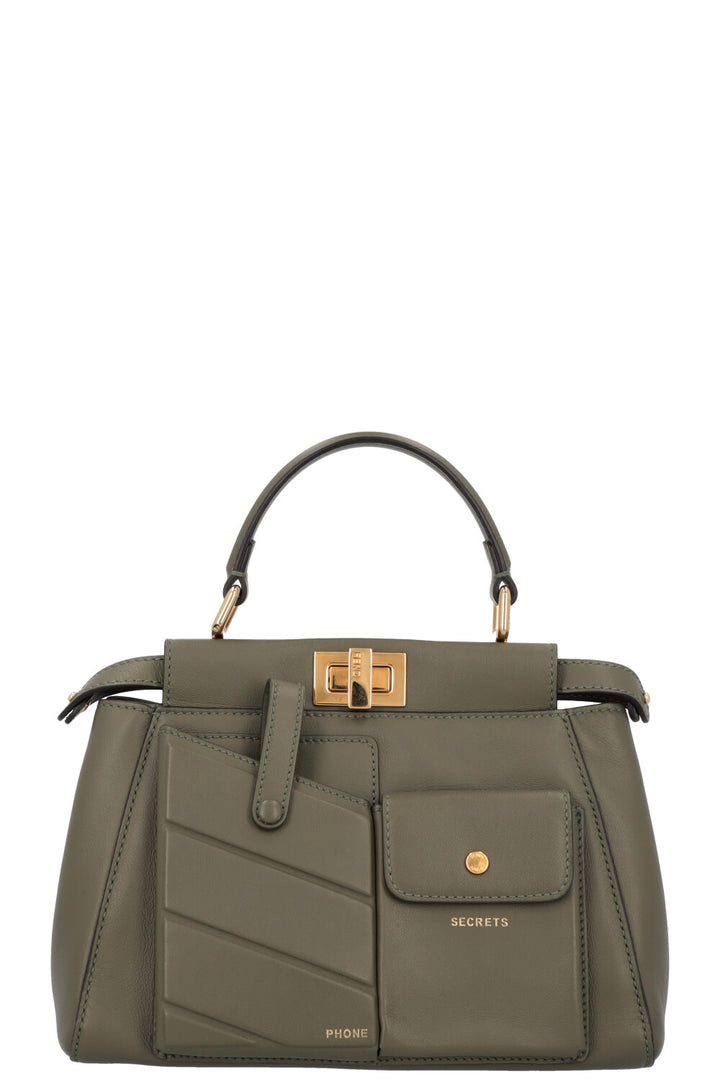 FENDI Mini Peekaboo Pocket Leather Green