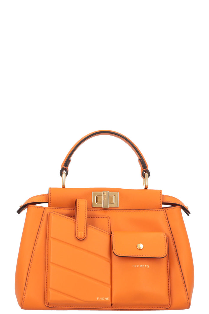 FENDI Mini Peekaboo Pocket Leather Orange