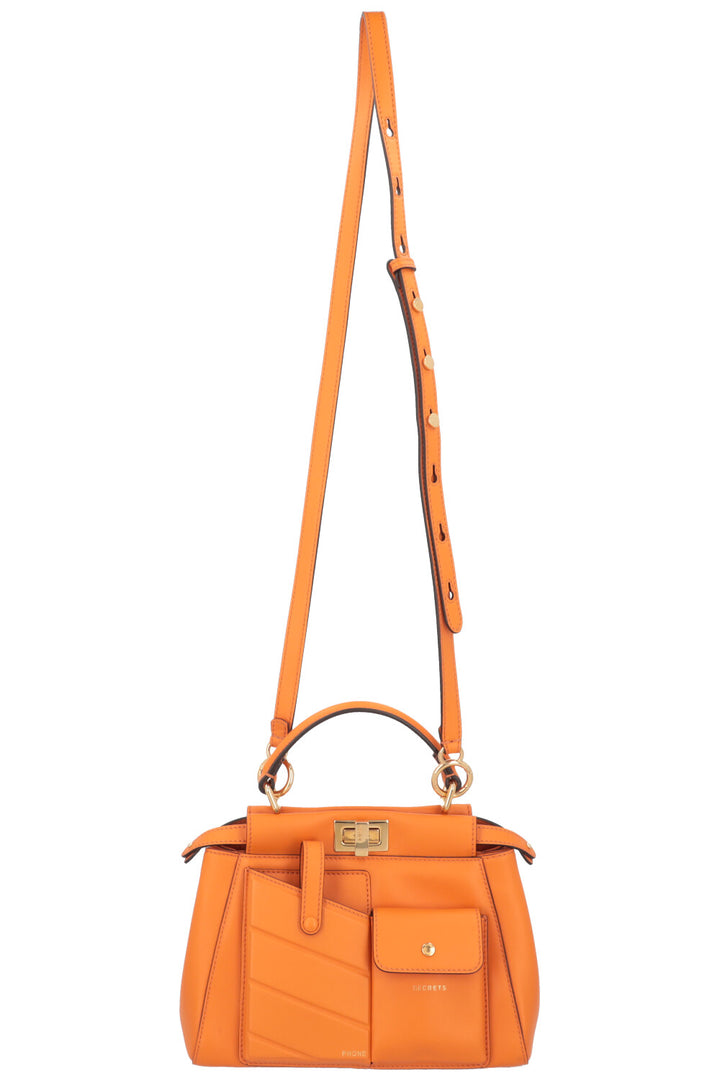FENDI Mini Peekaboo Poche Cuir Orange