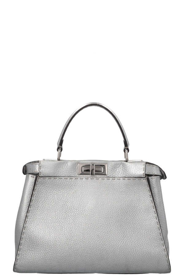 FENDI Peekaboo Medium Leather Silver