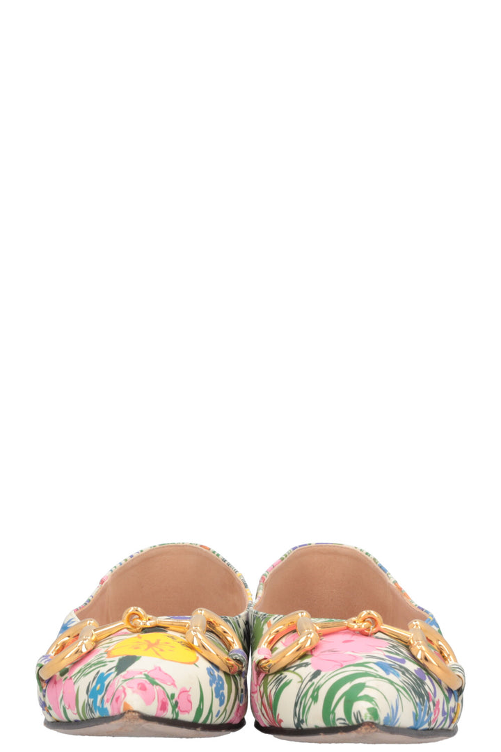GUCCI Ken Scott Horsebit Floral Flats Leather White