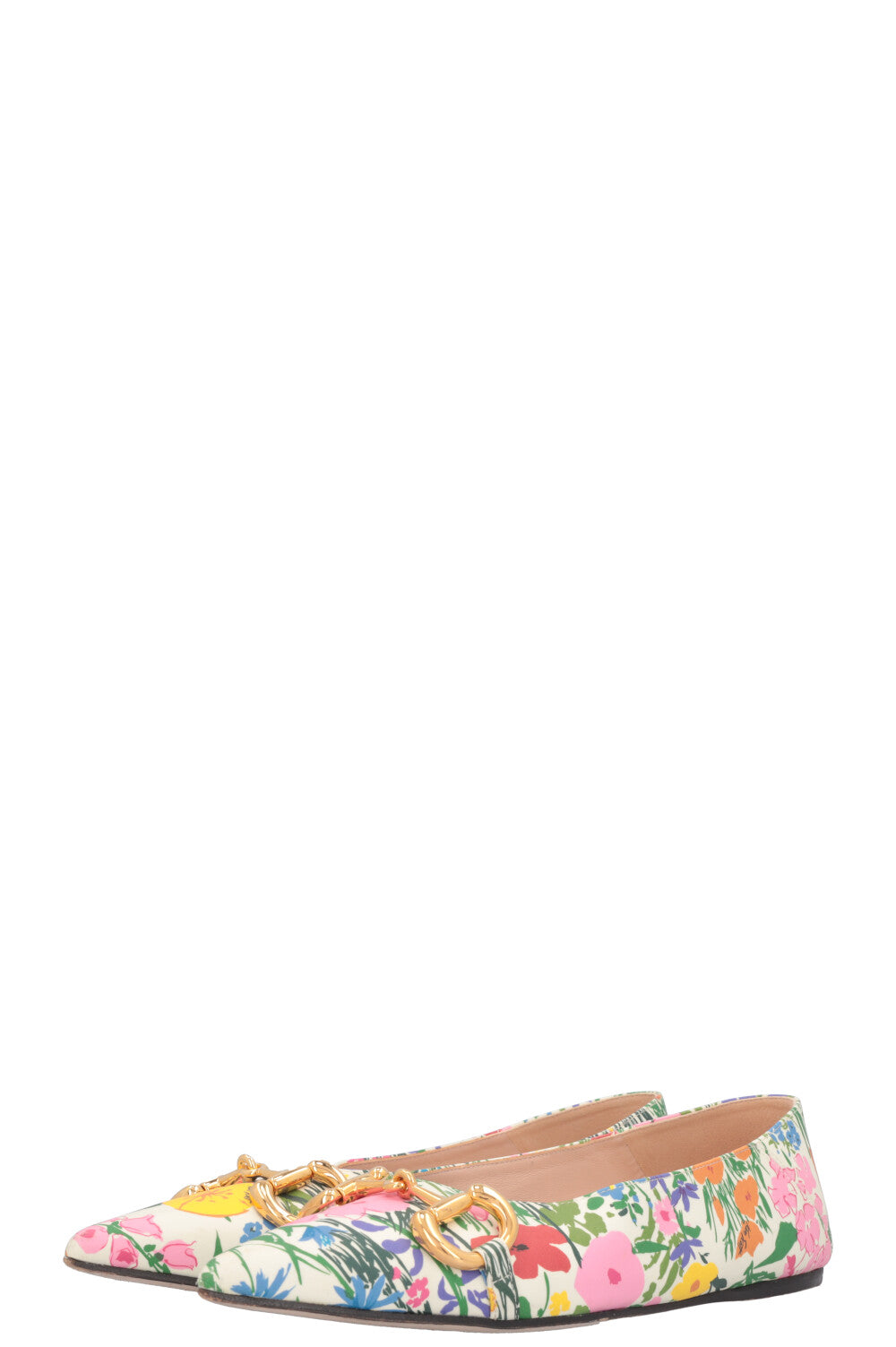 GUCCI Ken Scott Horsebit Floral Flats Leather White
