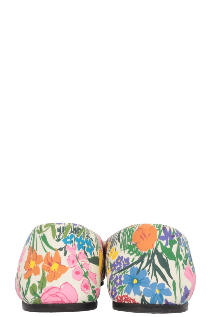 GUCCI Ken Scott Horsebit Floral Flats Leather White