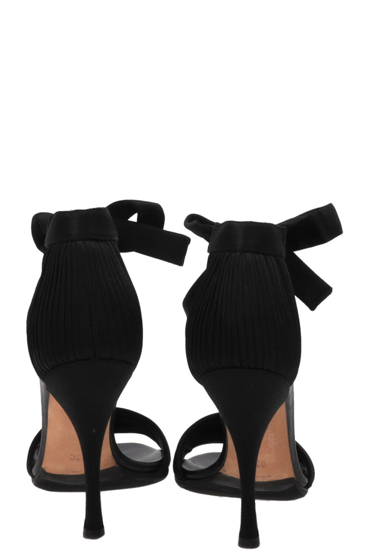 GUCCI Pleated Ankle Strap Sandals Satin Black