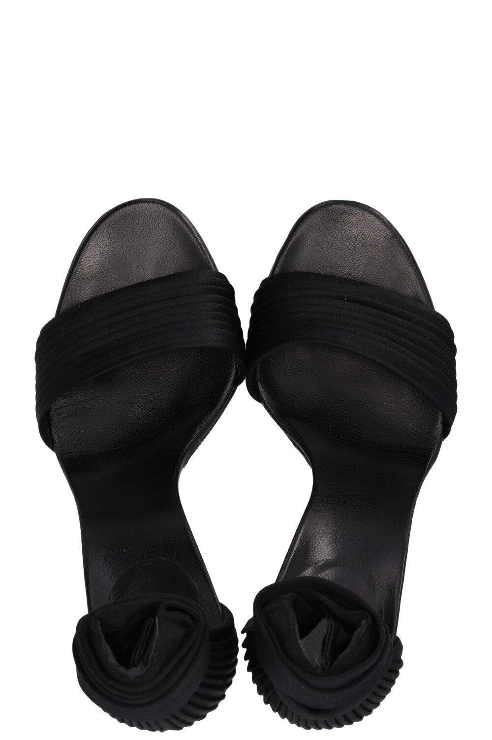 GUCCI Pleated Ankle Strap Sandals Satin Black