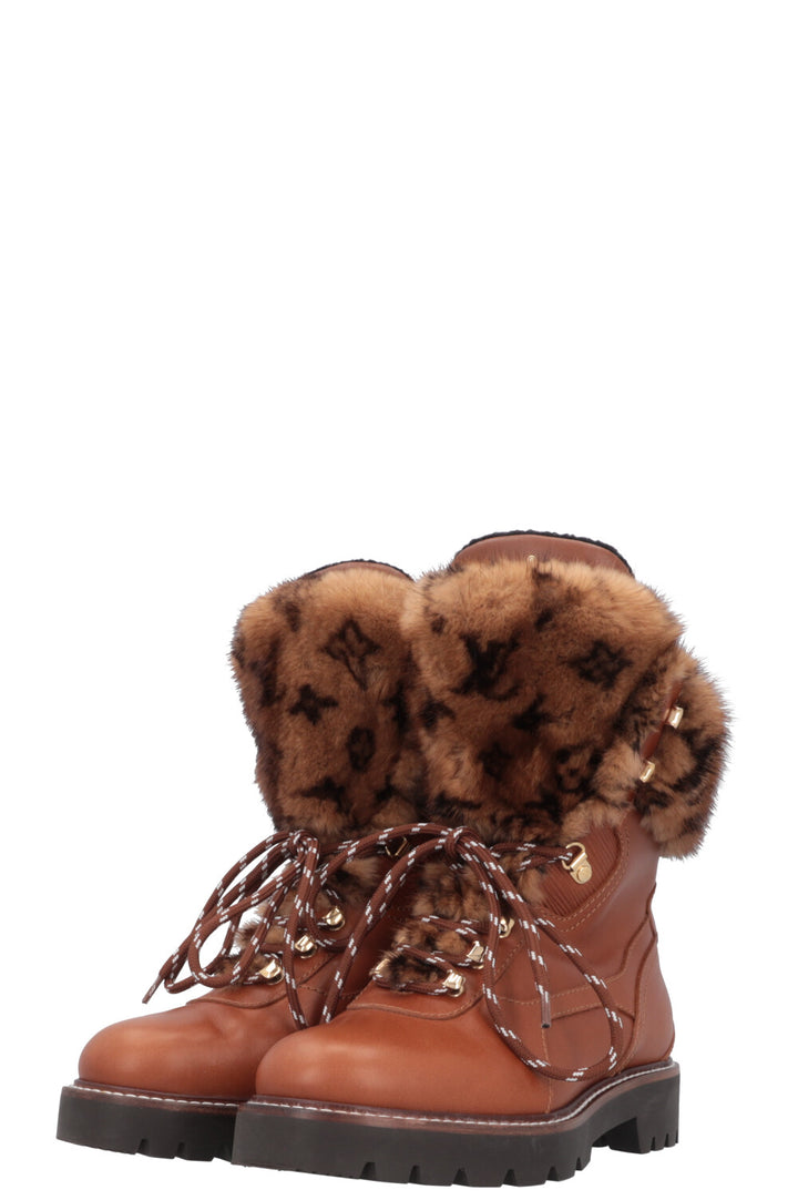 LOUIS VUITTON Territory Ranger Boots Mink Leather Brown