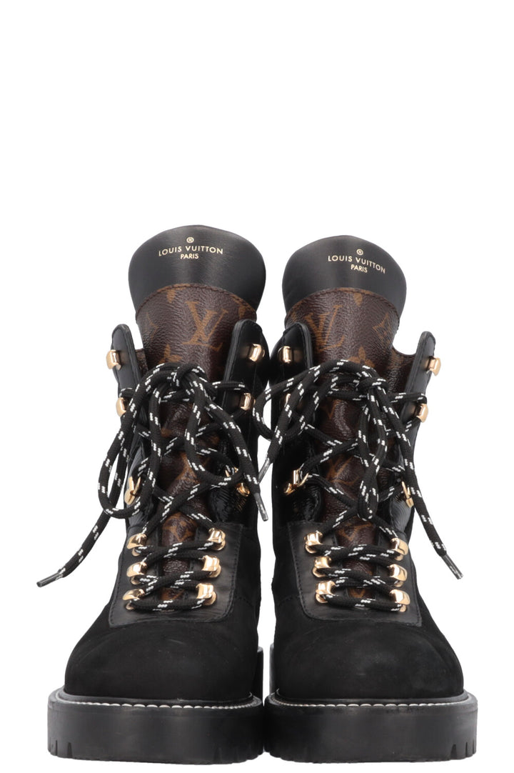 LOUIS VUITTON Territory Ranger Boots Suede Black MNG Canvas